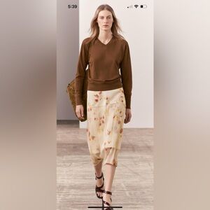 Zara ZW COLLECTION sheer floral skirt XL
